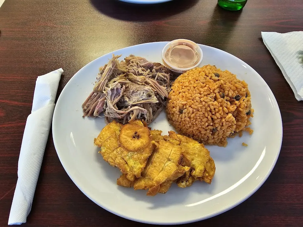 Pernil Y Arroz Con Gandules Pulled Pork with Rice and Peas
